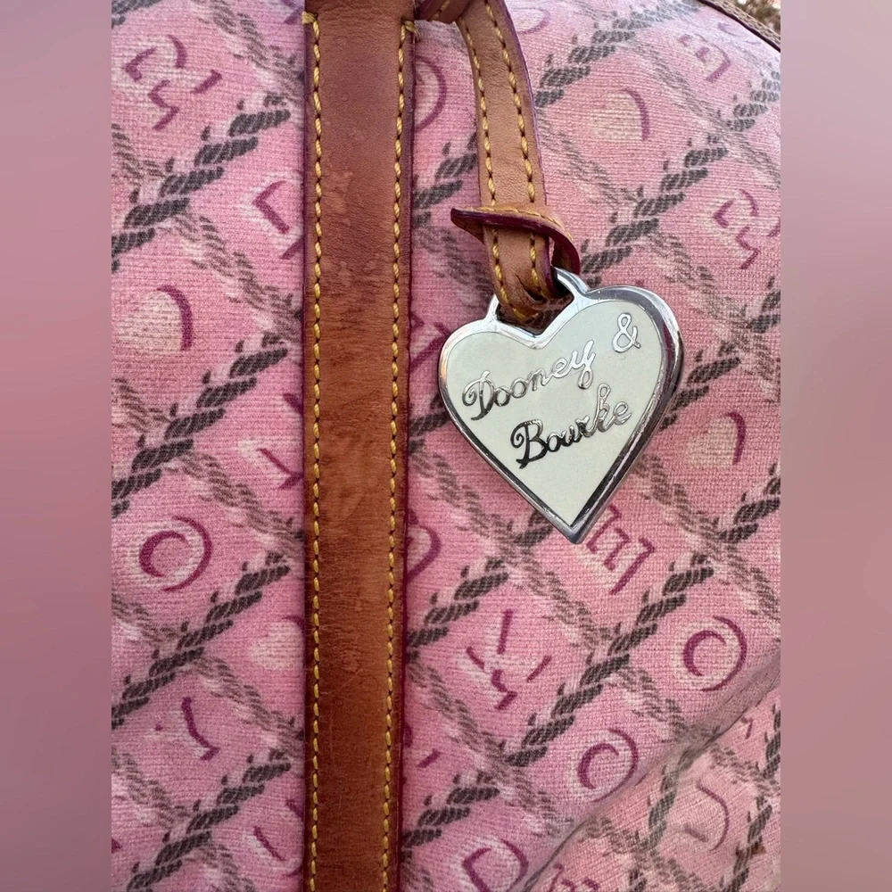 Vintage Dooney & Bourke Bubble Gum Pink Monogram Carry On Travel Bag Y2K - Picture 7 of 16